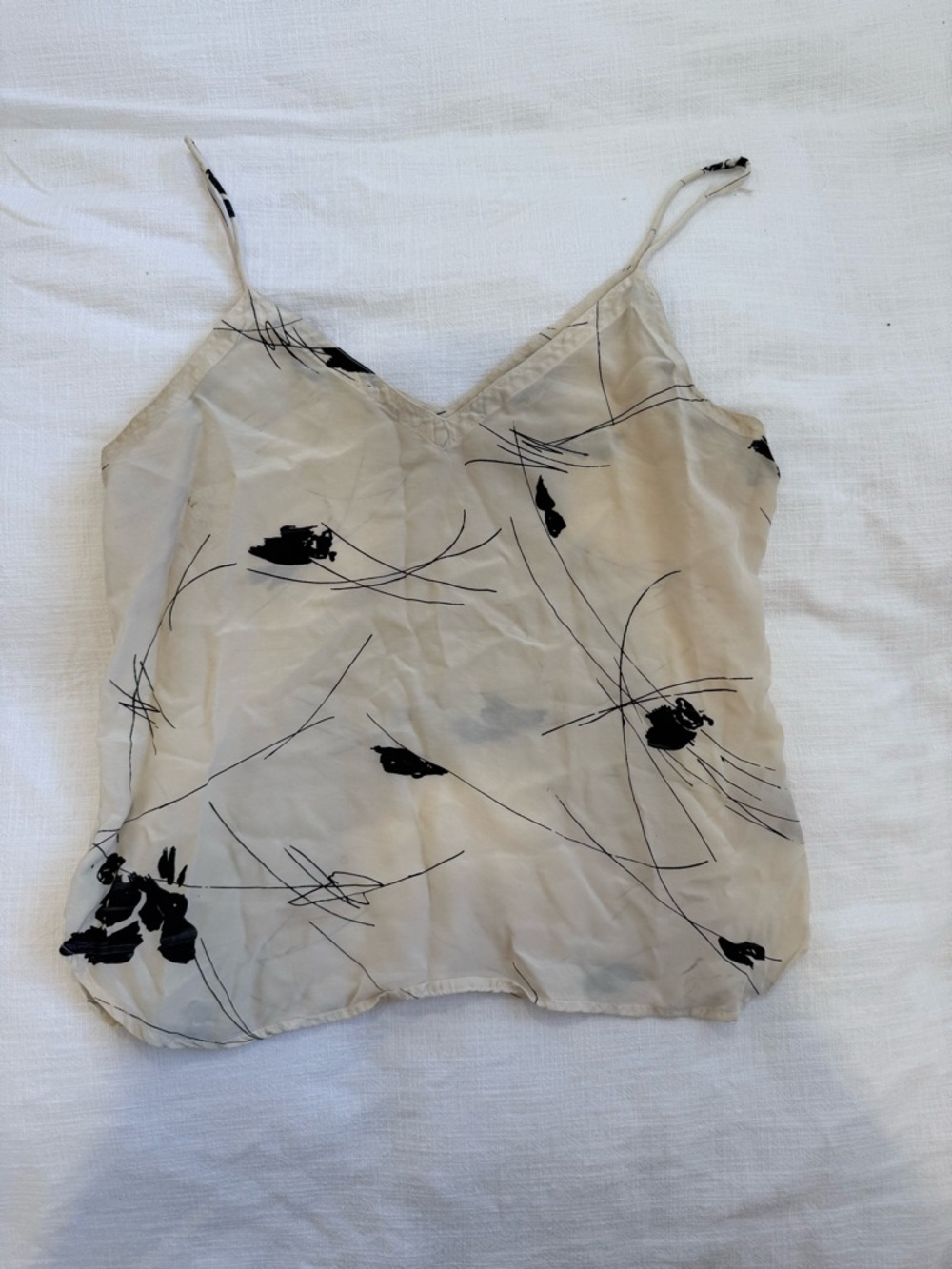 Light Cream Floral-Print V-Neck Slip Cami